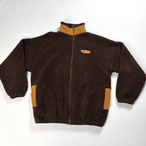 Vintage Park City Fleece Sherpa Zip Up Jacket Brown Sz XL Made In USA